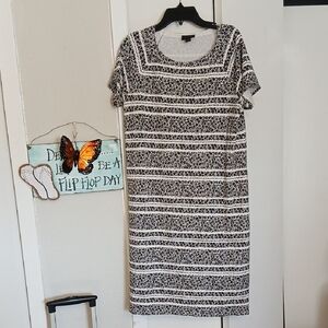 Elegant Black and White Striped Midi Dress
